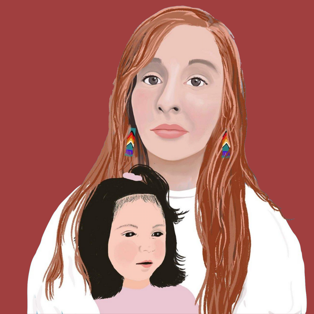 An artist's rendering of Maddesyn George with her daughter Shynne.